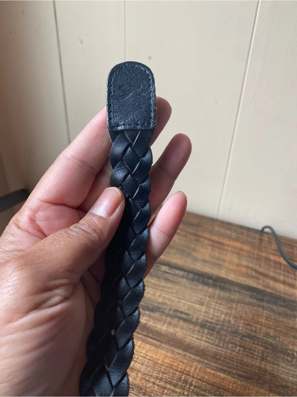 Vintage Woven Leather Belt, 28”